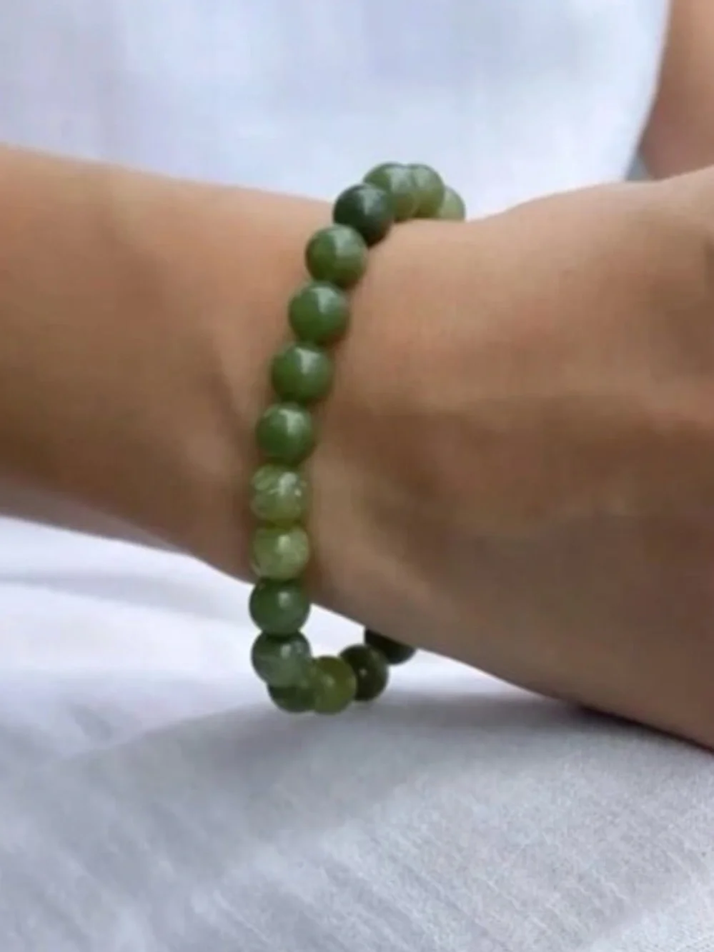New Nephrite Jade Gemstone Beaded Bracelet-8mm - Picture 2 of 2